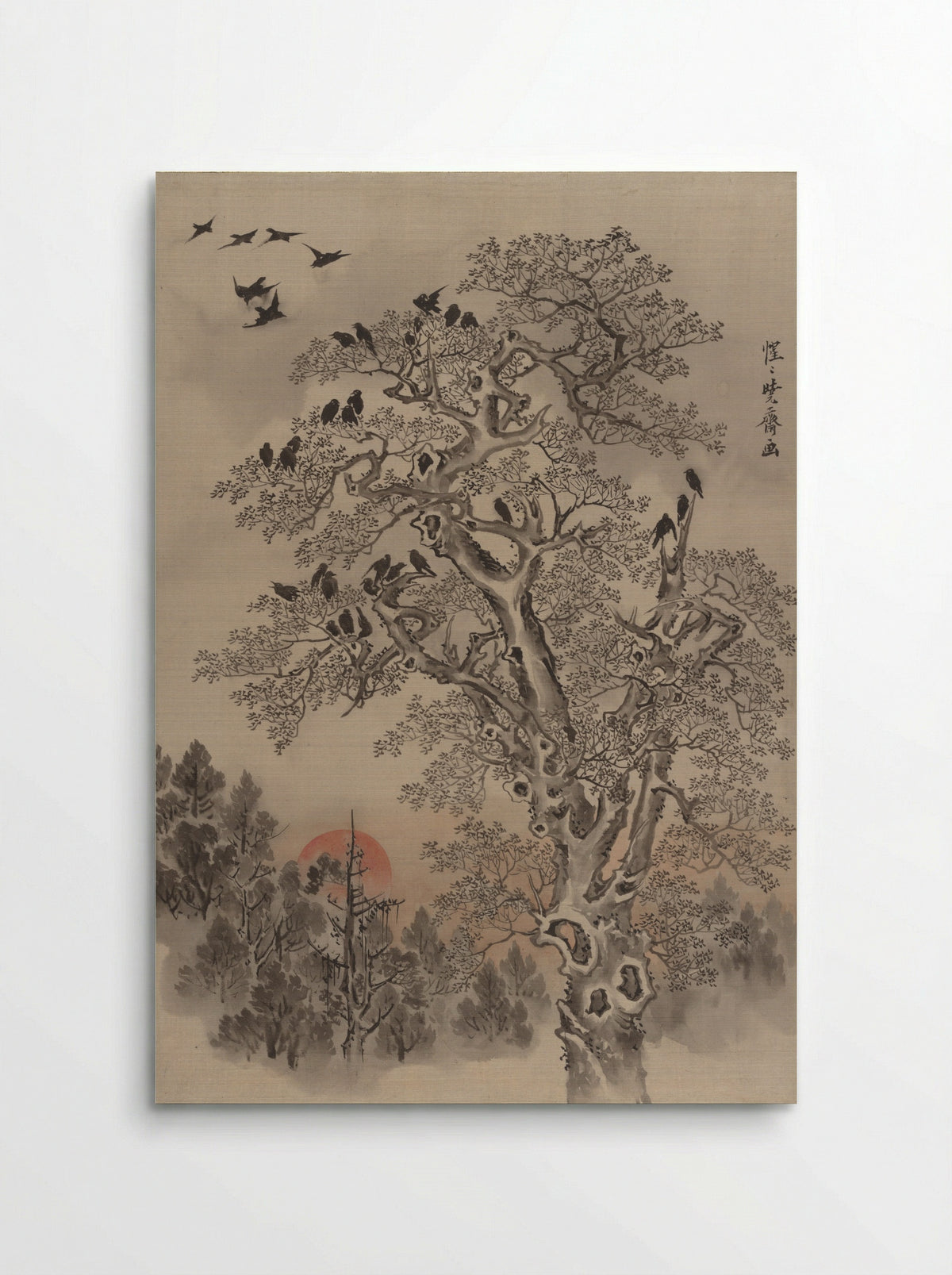Flock of Crows at Dawn - Kawanabe Kyōsai - Poster