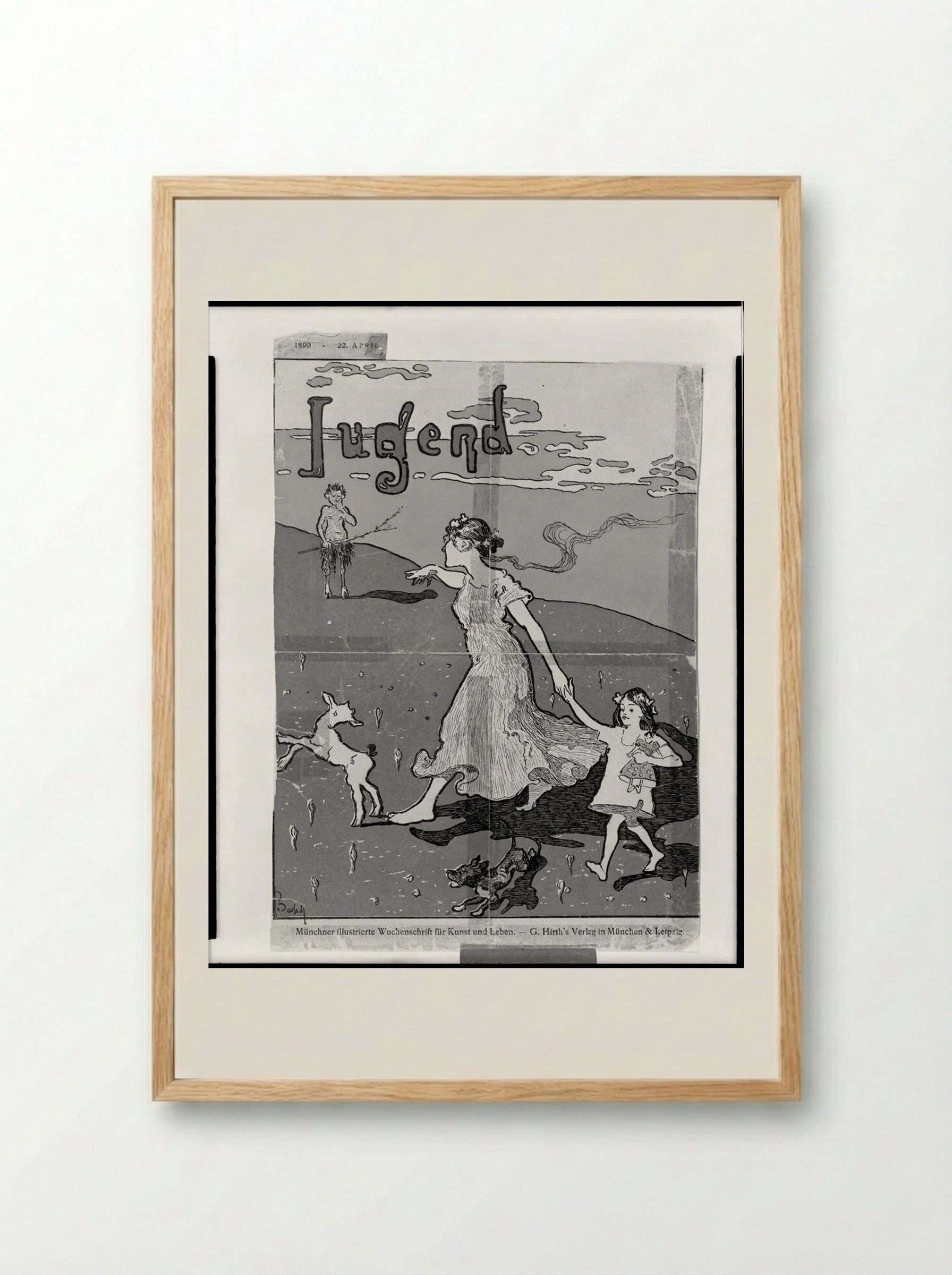 Flora and Pan, from Jugend - Ernst Barlach - Framed Print Wood