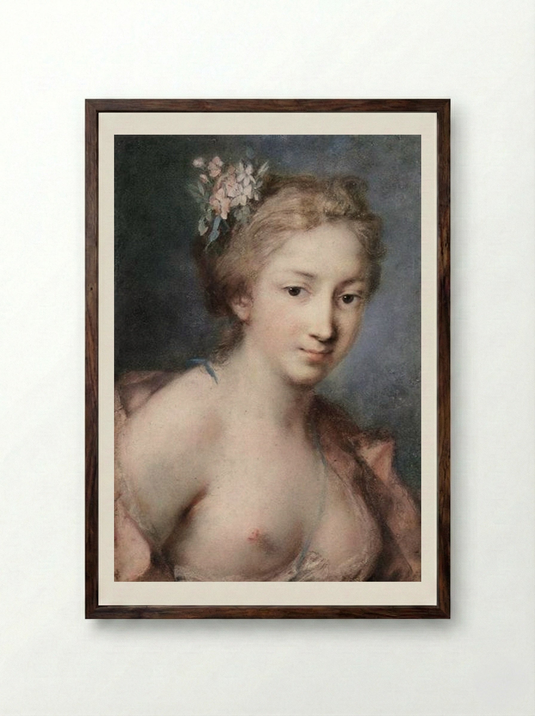 Flora - Rosalba Carriera - Framed Print Dark Wood
