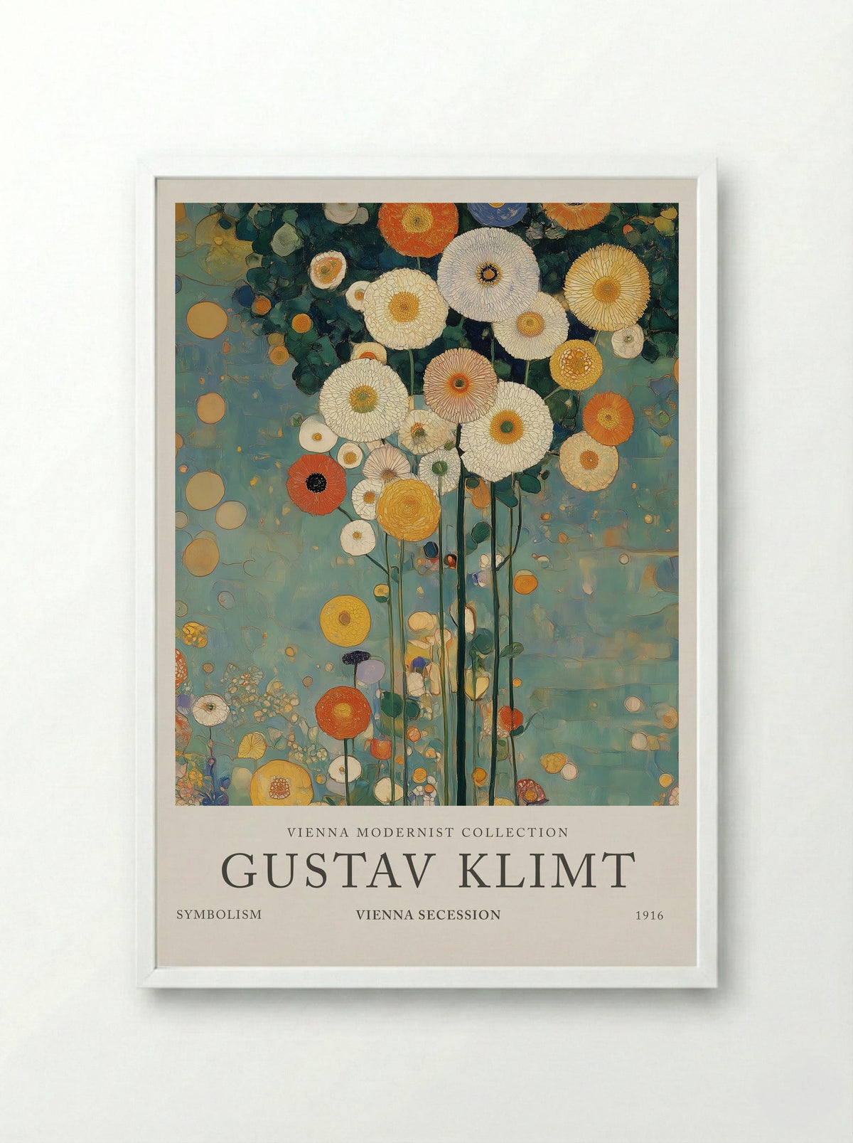 Florals in Blue - Gustav Klimt - Framed Print White