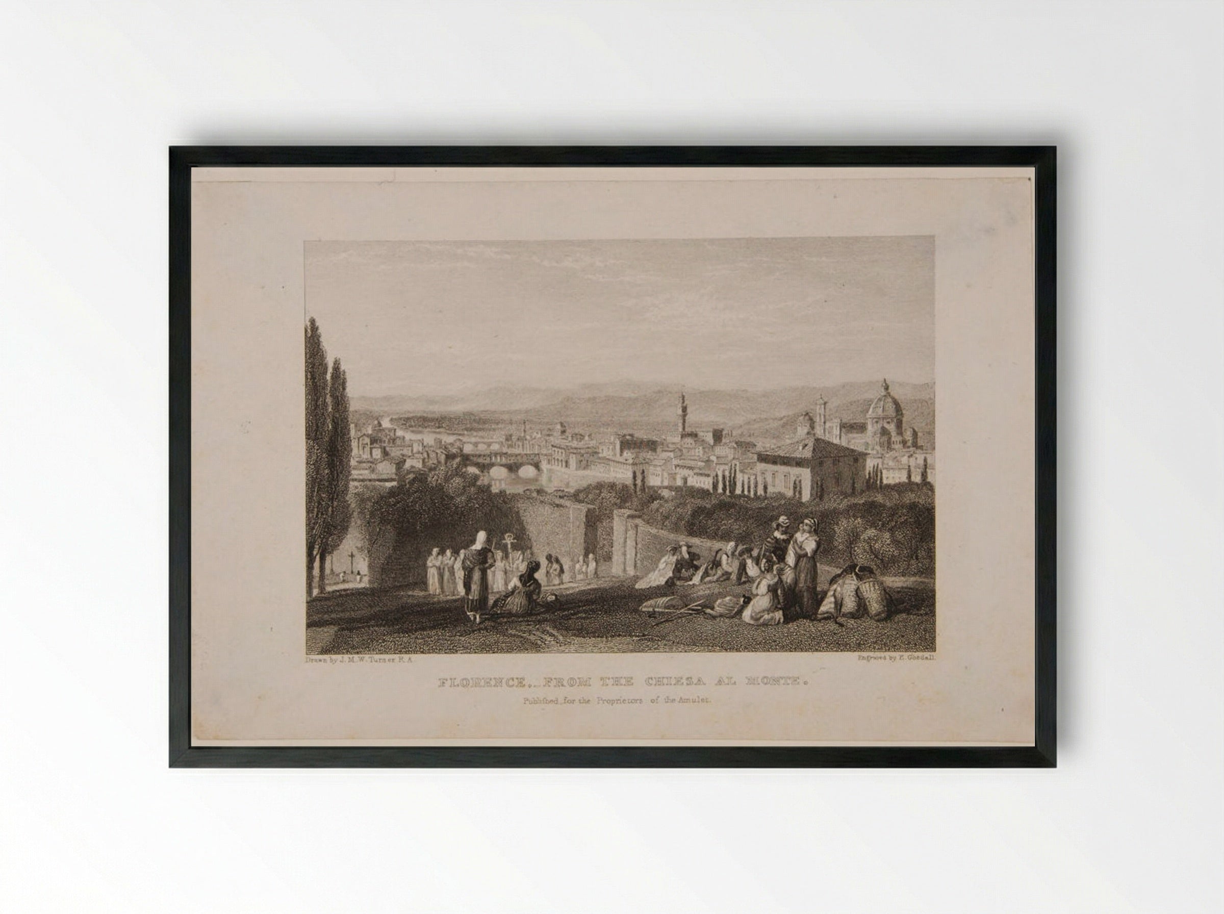 Florence from the Chiesa al Monte - Edward Goodall - Framed Print Black