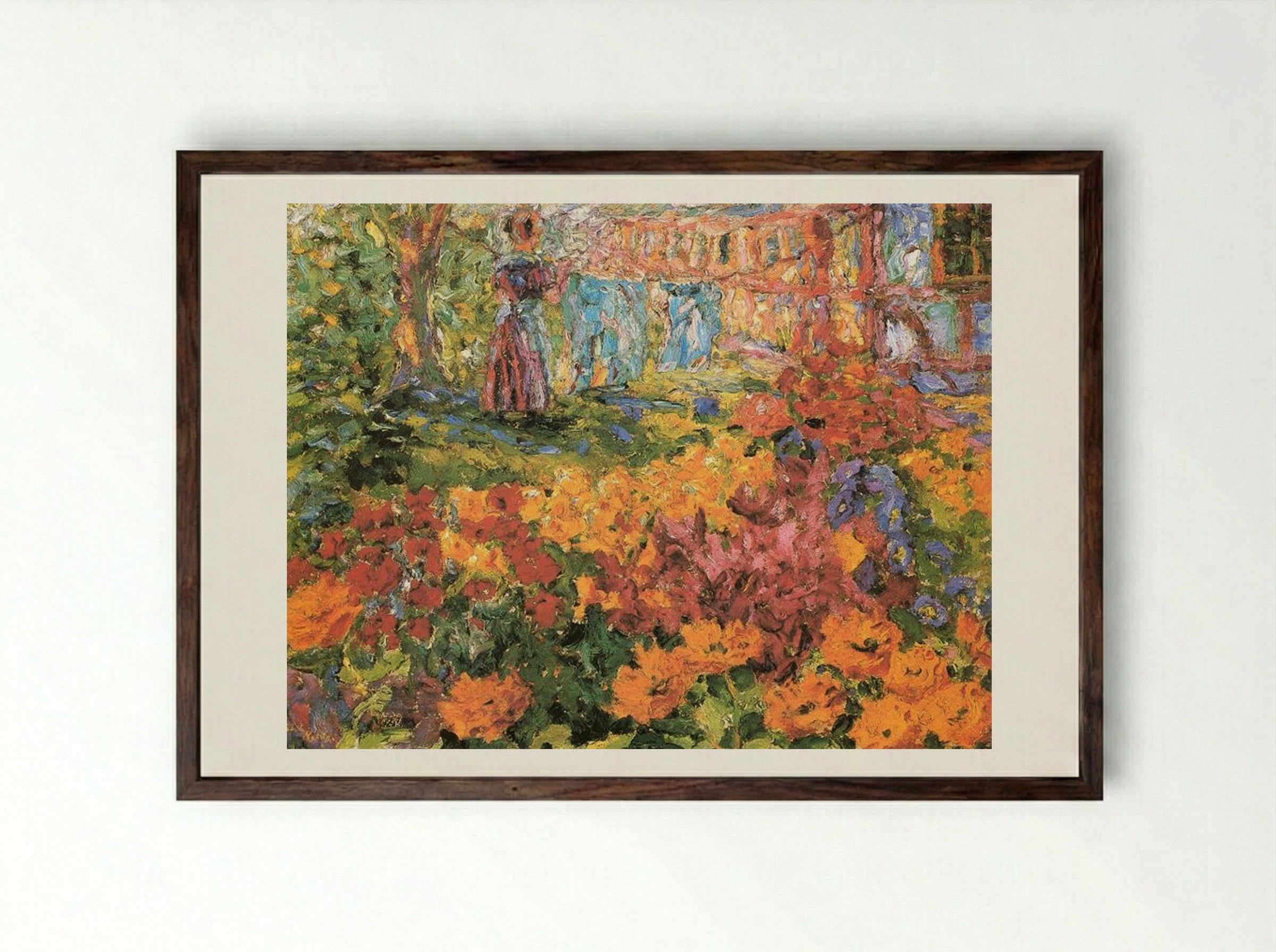 Flower Garden - Emil Nolde - Framed Print Dark Wood