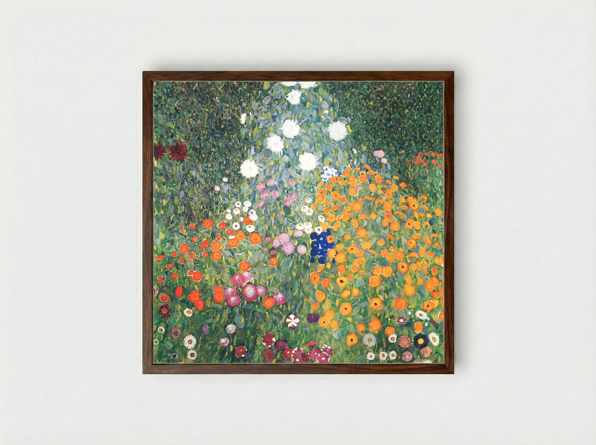 Flower Garden - Gustav Klimt - Framed Print Dark Wood