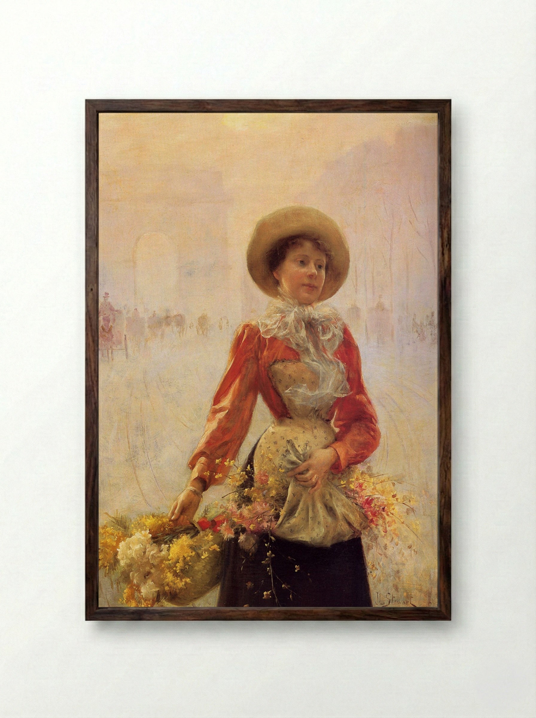 Flower Girl - Julius LeBlanc Stewart - Framed Print Dark Wood
