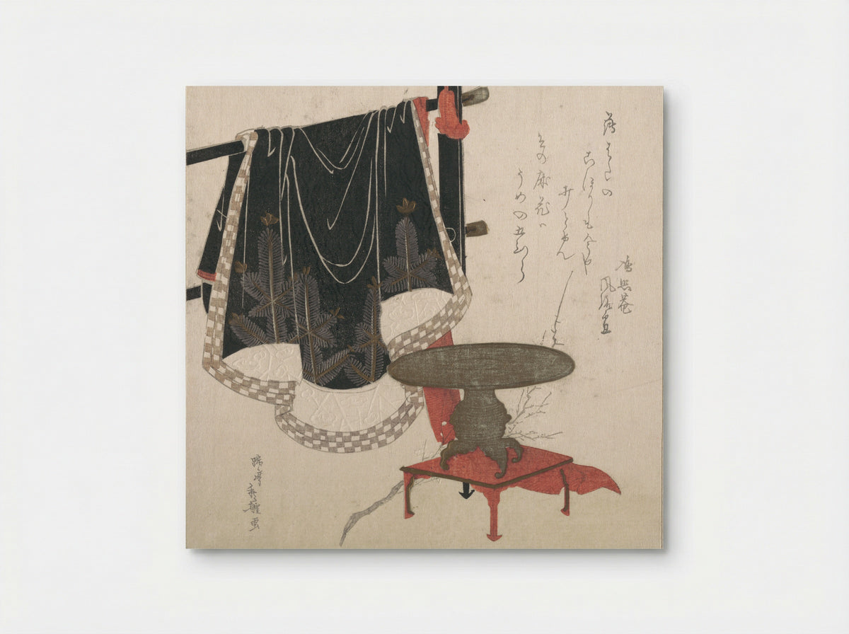 Flower Vase with Stand; Dress Hanging on a Clothesrack - Hachifusa Shūri - Poster