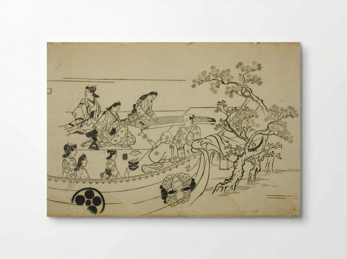 Flower-Viewing Party with Crest-Bearing Curtain - Hishikawa Moronobu - Poster