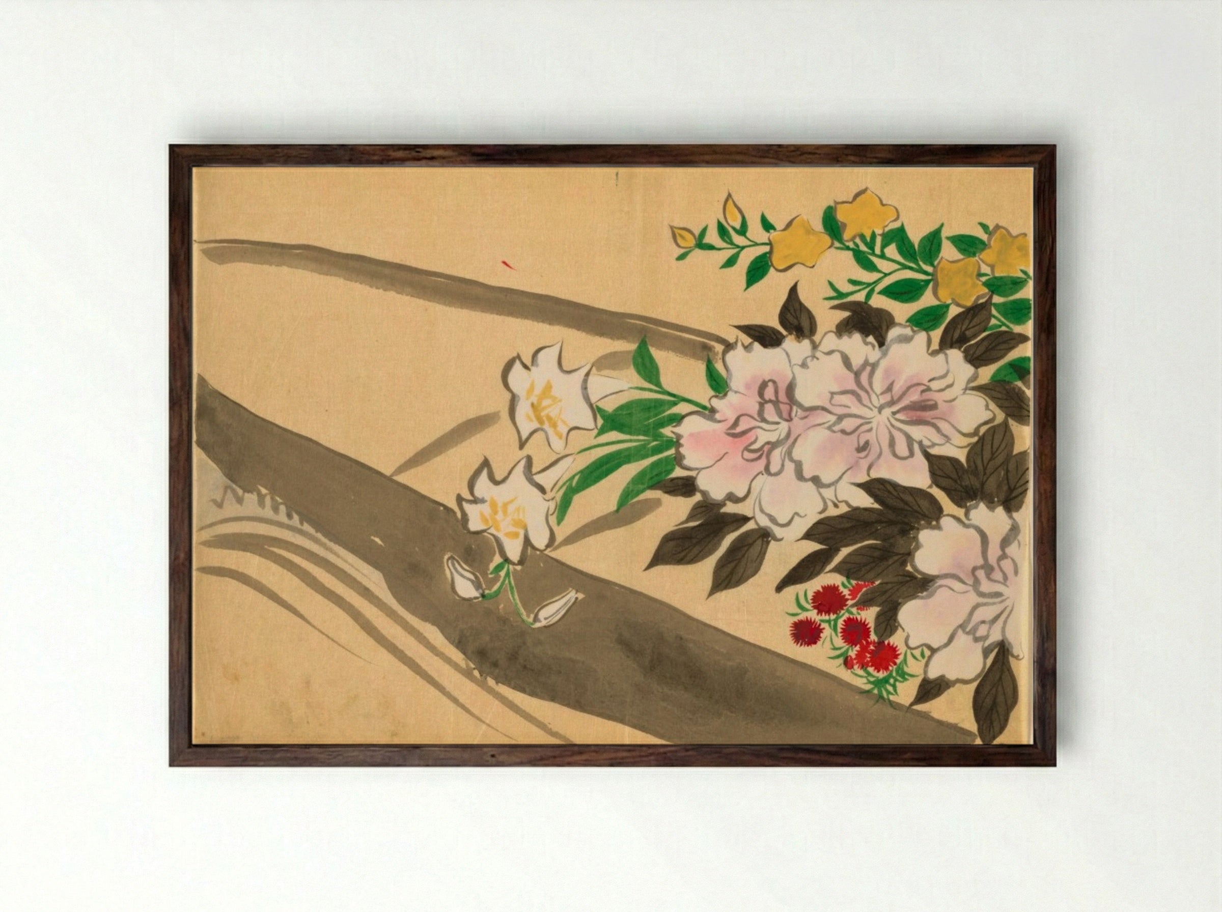 Flower boat (Hanabune) - Kamisaka Sekka - Framed Print Dark Wood