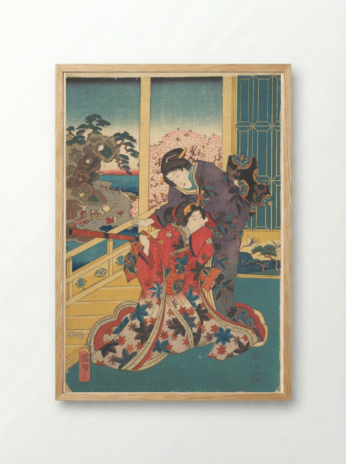 Flower of Akashi (Akashi no hana) - Utagawa Kuniteru - Framed Print Wood