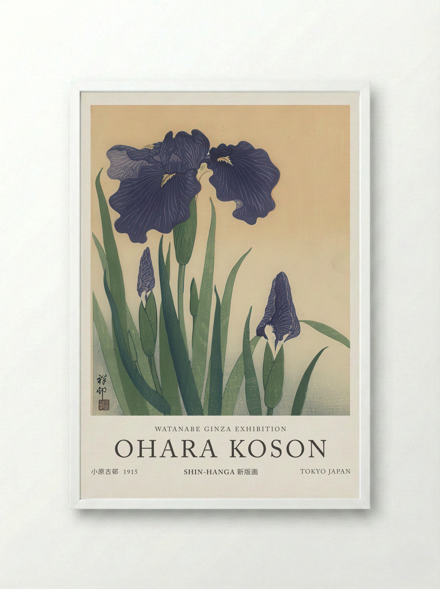 Flowering Iris 1934 - Ohara Koson - Framed Print White