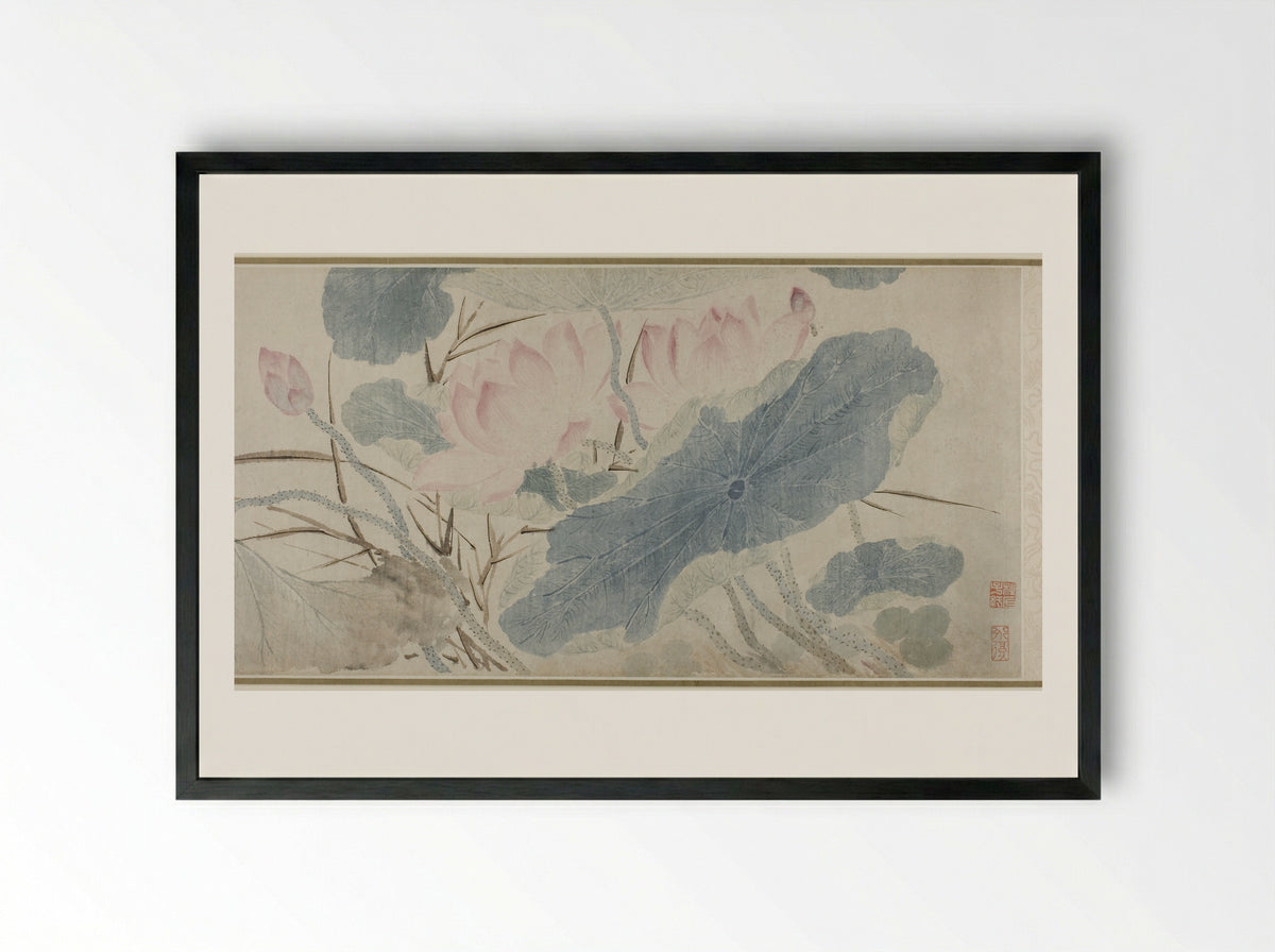 Flowering Lotus - Chen Chun - Framed Print Black