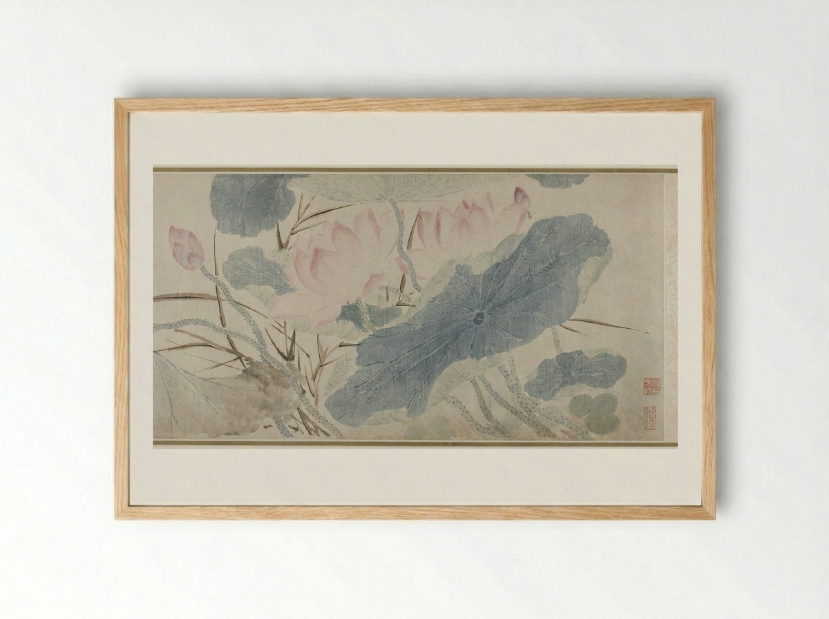 Flowering Lotus - Chen Chun - Framed Print Wood