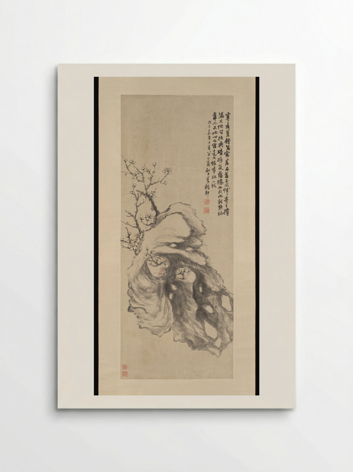 Flowering Plum and Rock - Hu Yuan - Poster