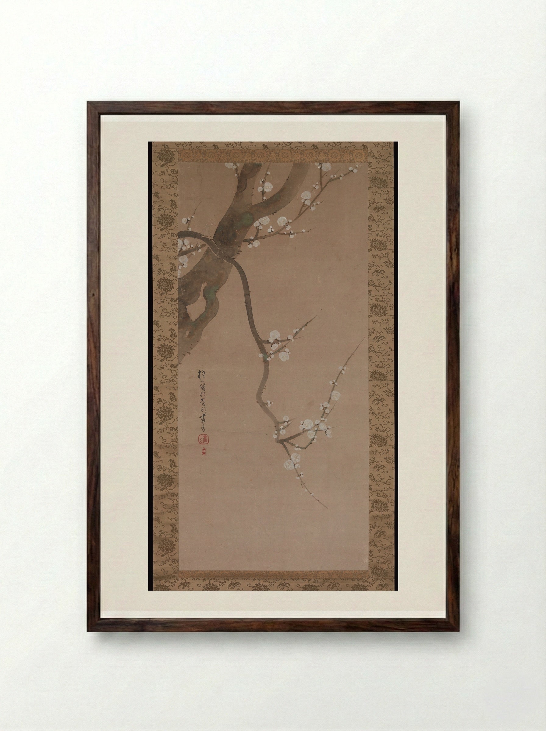 Flowering Plum - Sakai Hōitsu - Framed Print Dark Wood