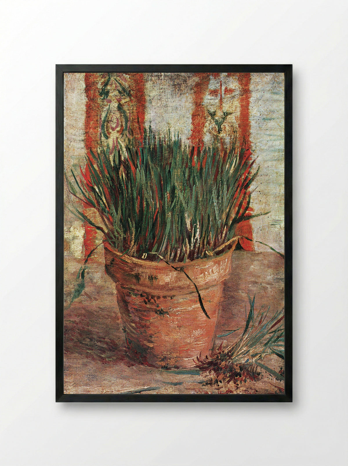 Flowerpot with Chives - Vincent van Gogh - Framed Print Black