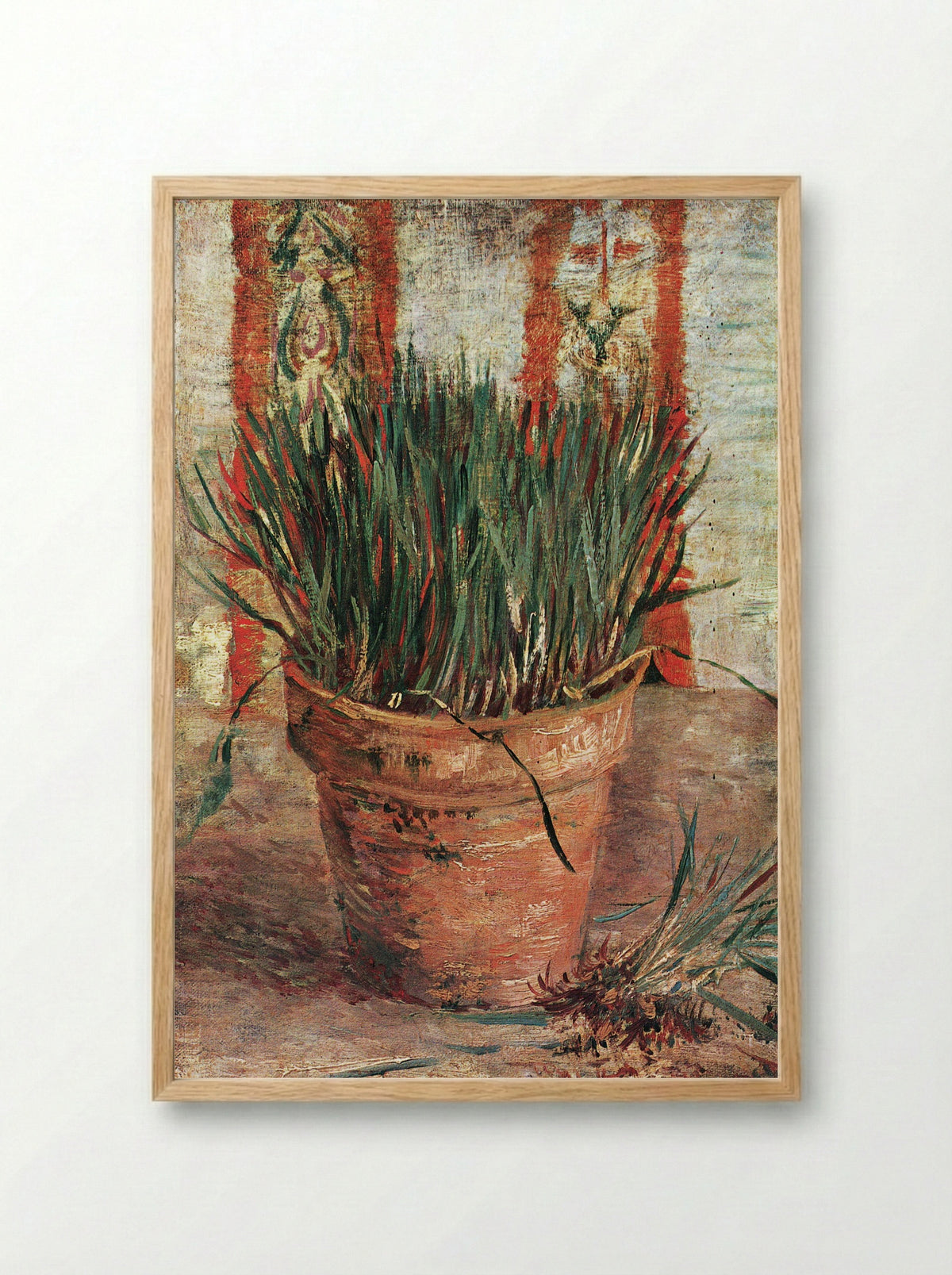 Flowerpot with Chives - Vincent van Gogh - Framed Print Wood