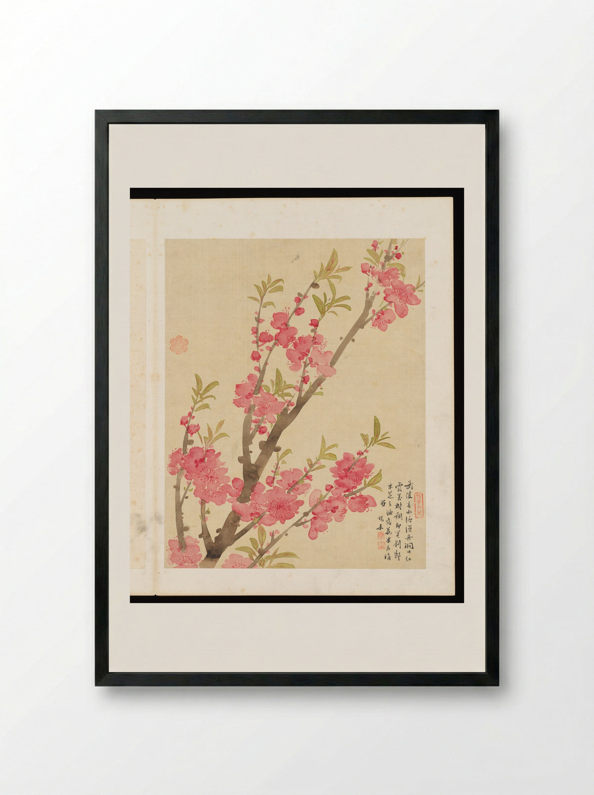 Flowers (Peach Blossoms) - Liang Yuwei - Framed Print Black