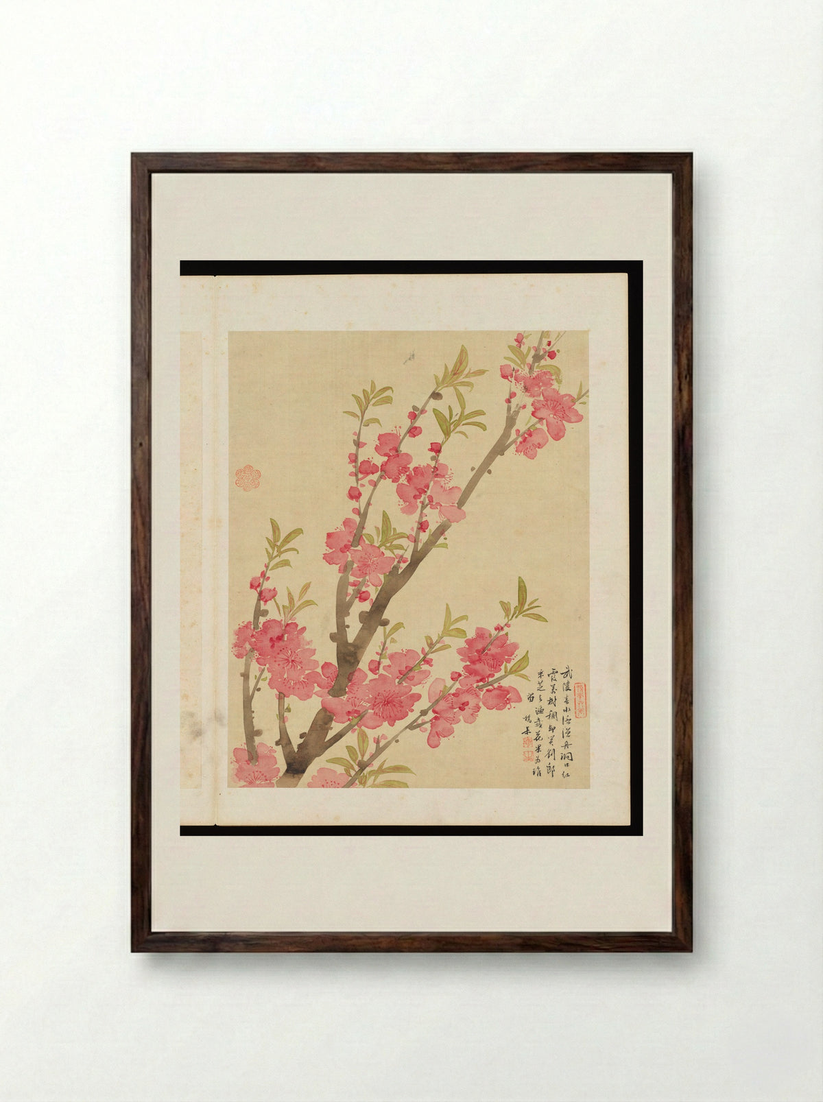 Flowers (Peach Blossoms) - Liang Yuwei - Framed Print Dark Wood