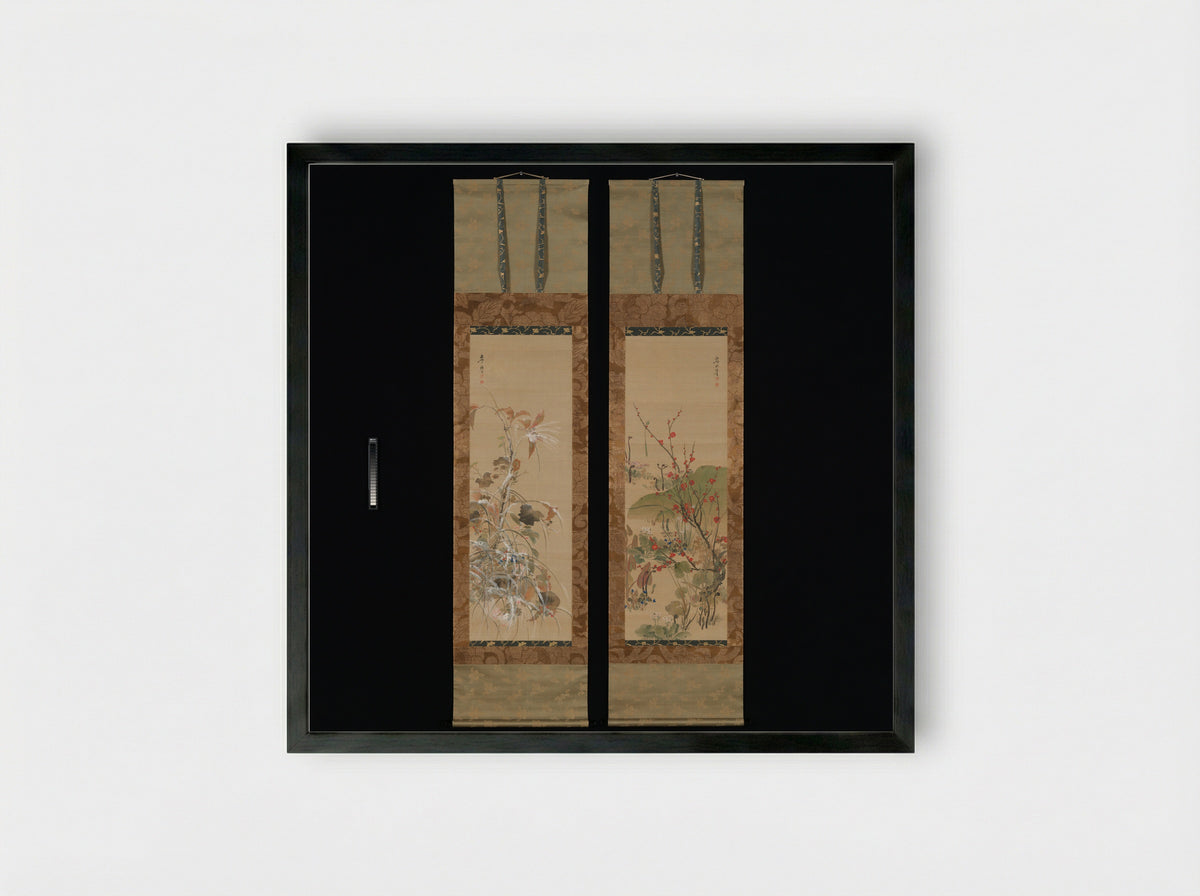 Flowers and Birds of the Four Seasons - Ikeda Koson - Framed Print Black