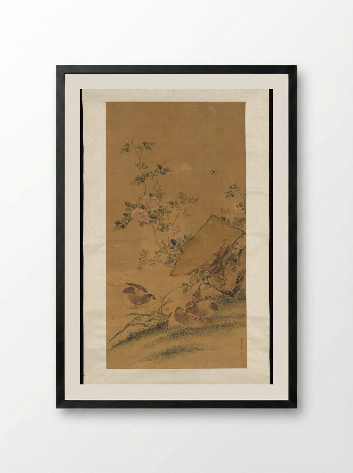 Flowers and Birds - Zhang Ruoai - Framed Print Black