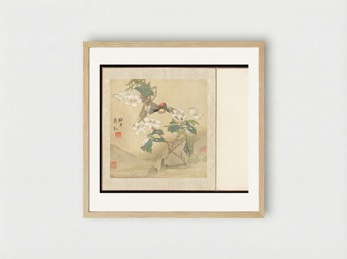 Flowers and Birds - Ren Yi - Framed Print Wood