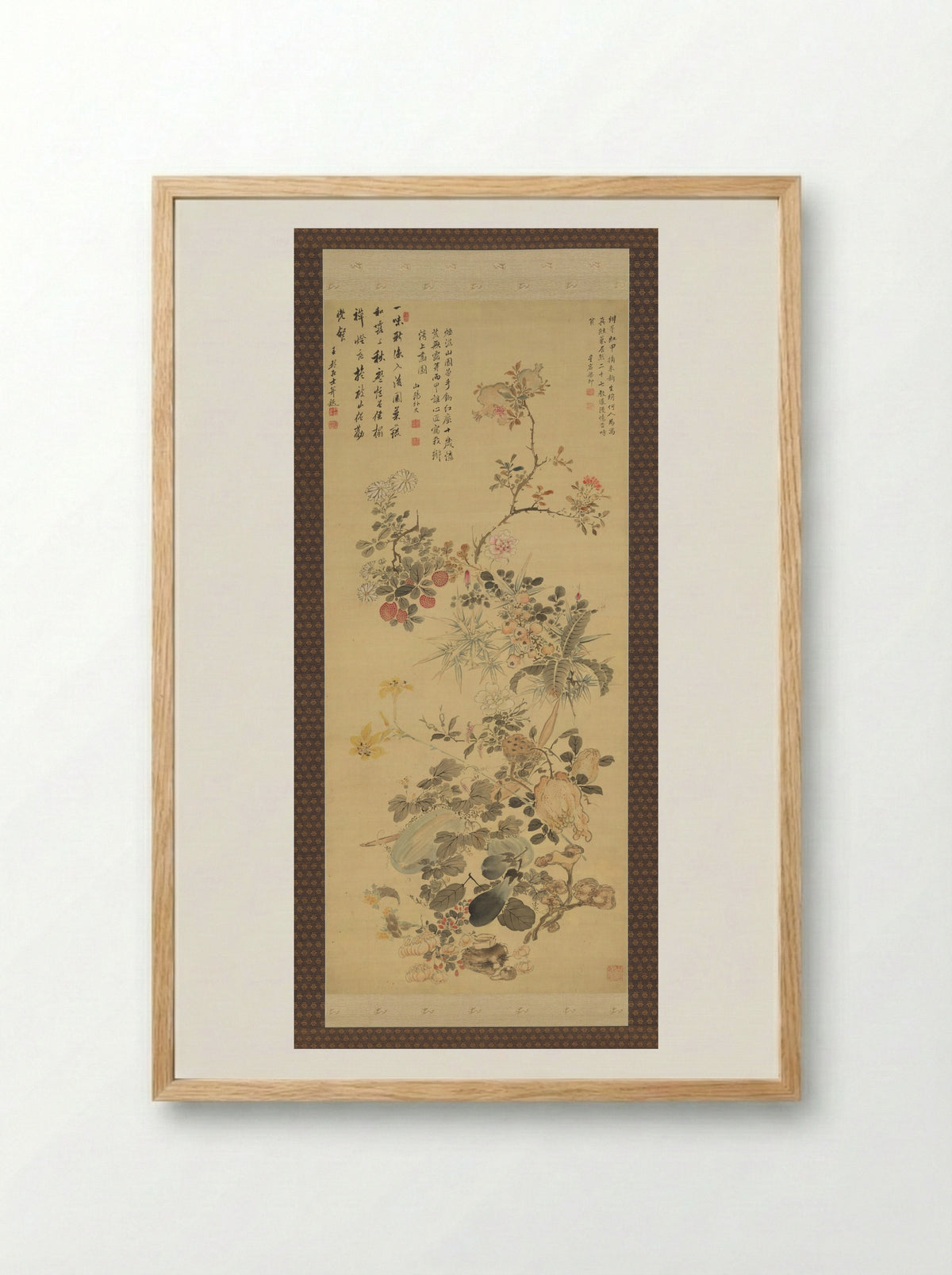 Flowers and Fruits - Uragami Shunkin - Framed Print Wood