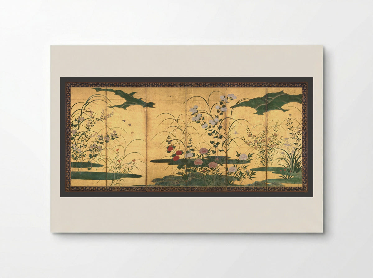 Flowers and Grasses of the Four Seasons - Kano Mitsunobu - Poster