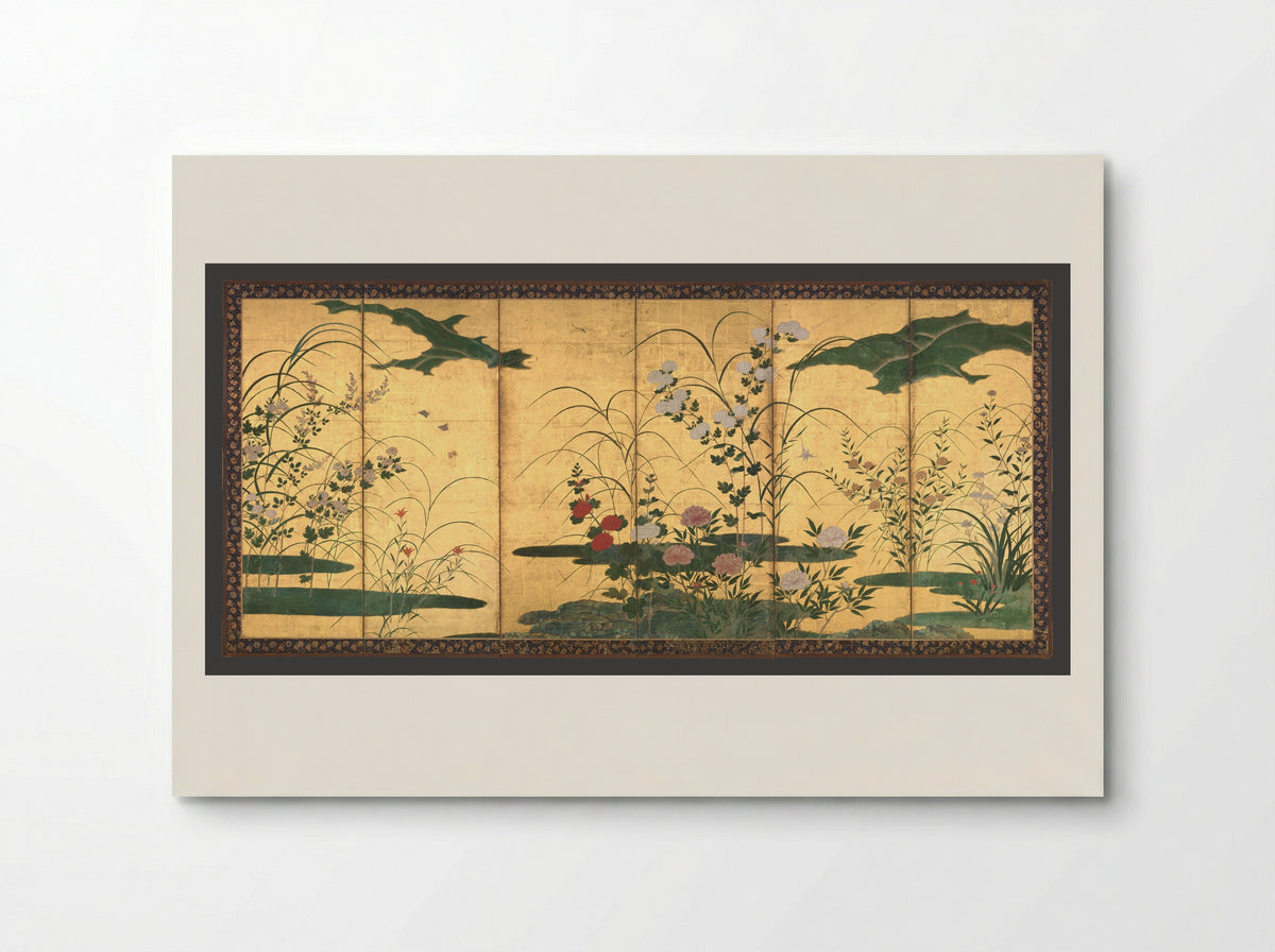 Flowers and Grasses of the Four Seasons - Kano Mitsunobu - Poster