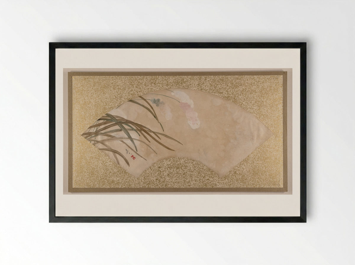 Flowers and Leaves - Shibata Zeshin - Framed Print Black