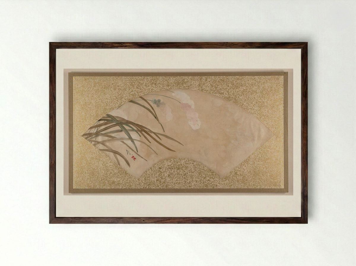 Flowers and Leaves - Shibata Zeshin - Framed Print Dark Wood