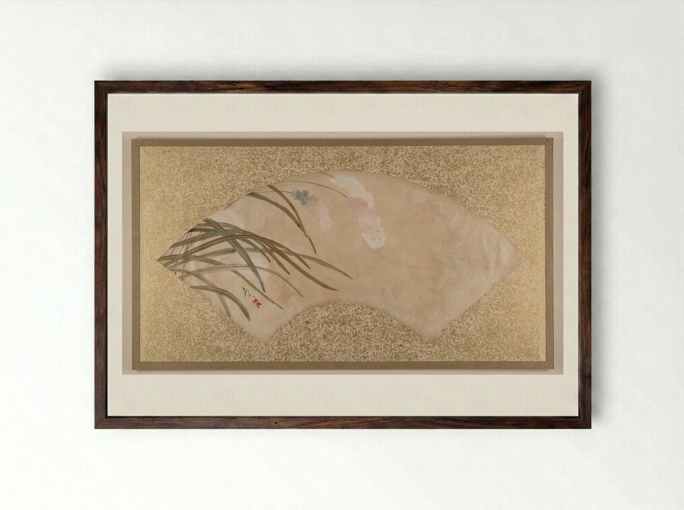 Flowers and Leaves - Shibata Zeshin - Framed Print Dark Wood