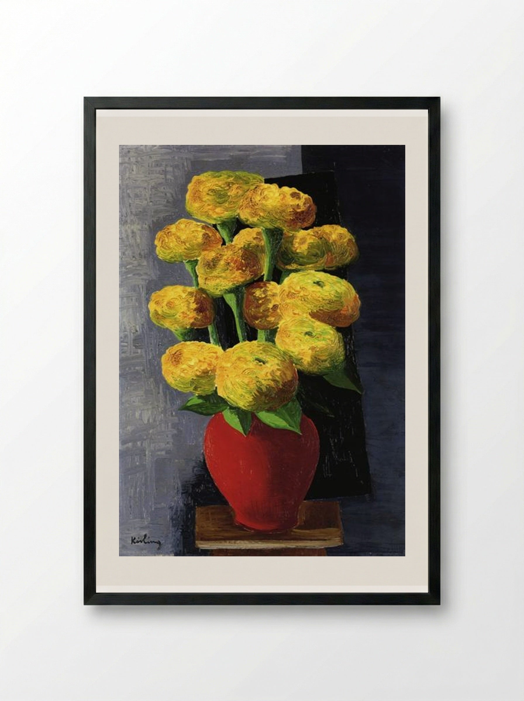 Flowers and Shells - Moïse Kisling - Framed Print Black