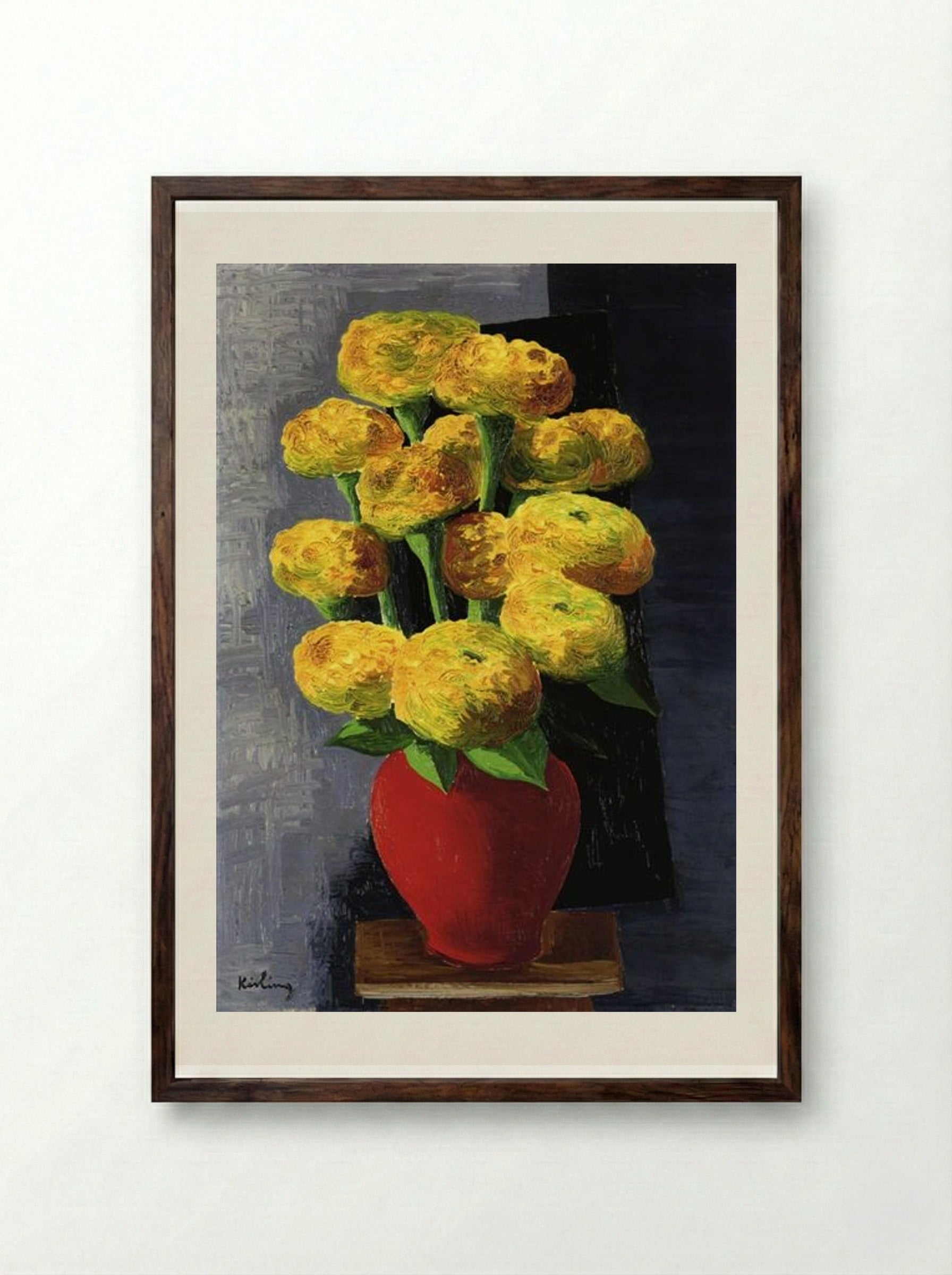 Flowers and Shells - Moïse Kisling - Framed Print Dark Wood