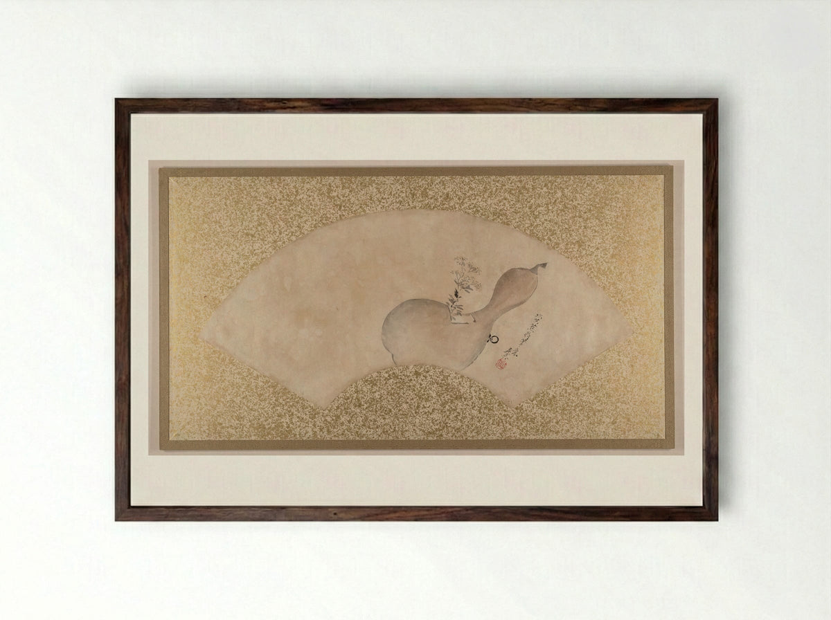 Flowers in Gourd - Shibata Zeshin - Framed Print Dark Wood
