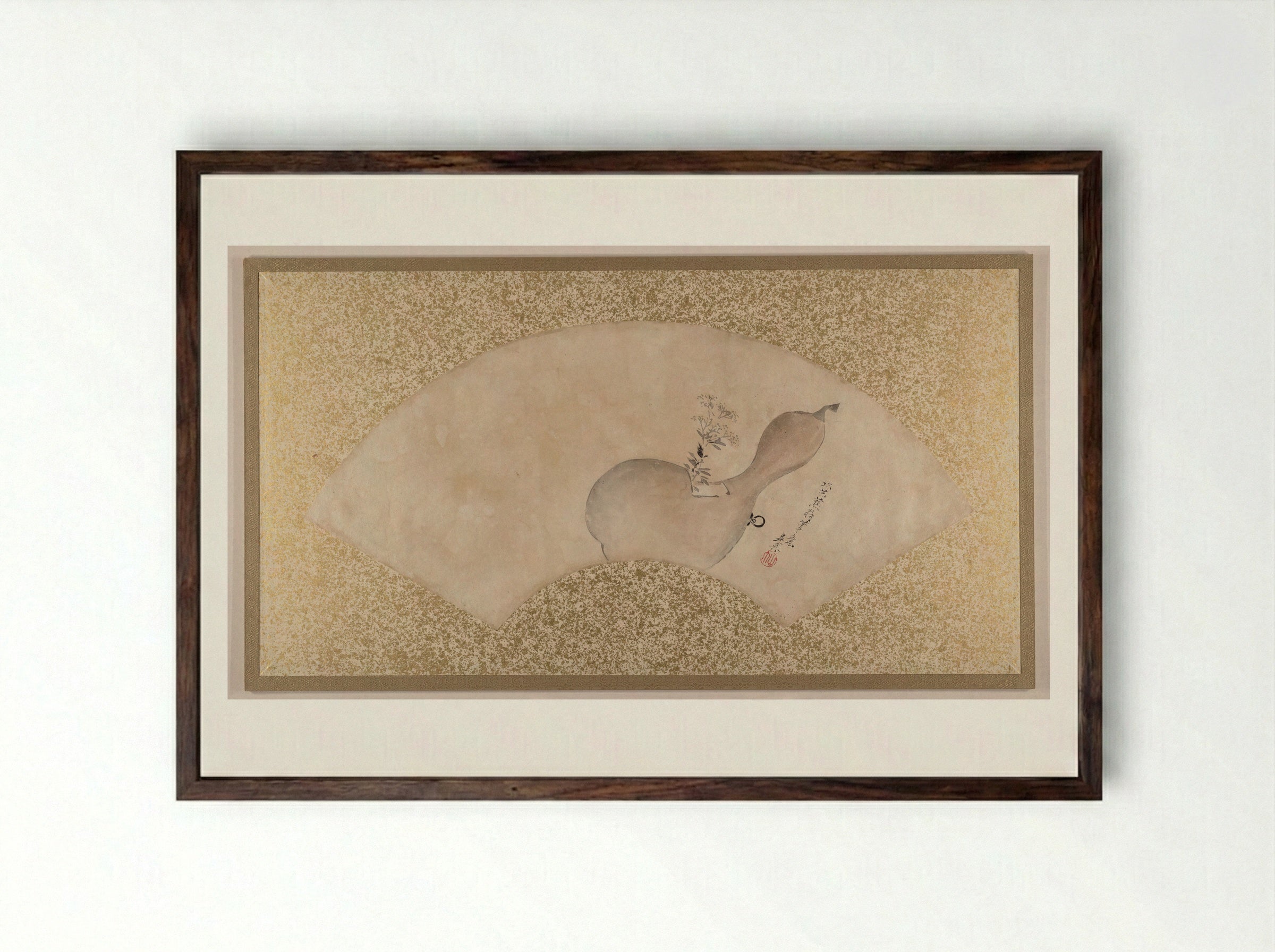 Flowers in Gourd - Shibata Zeshin - Framed Print Dark Wood