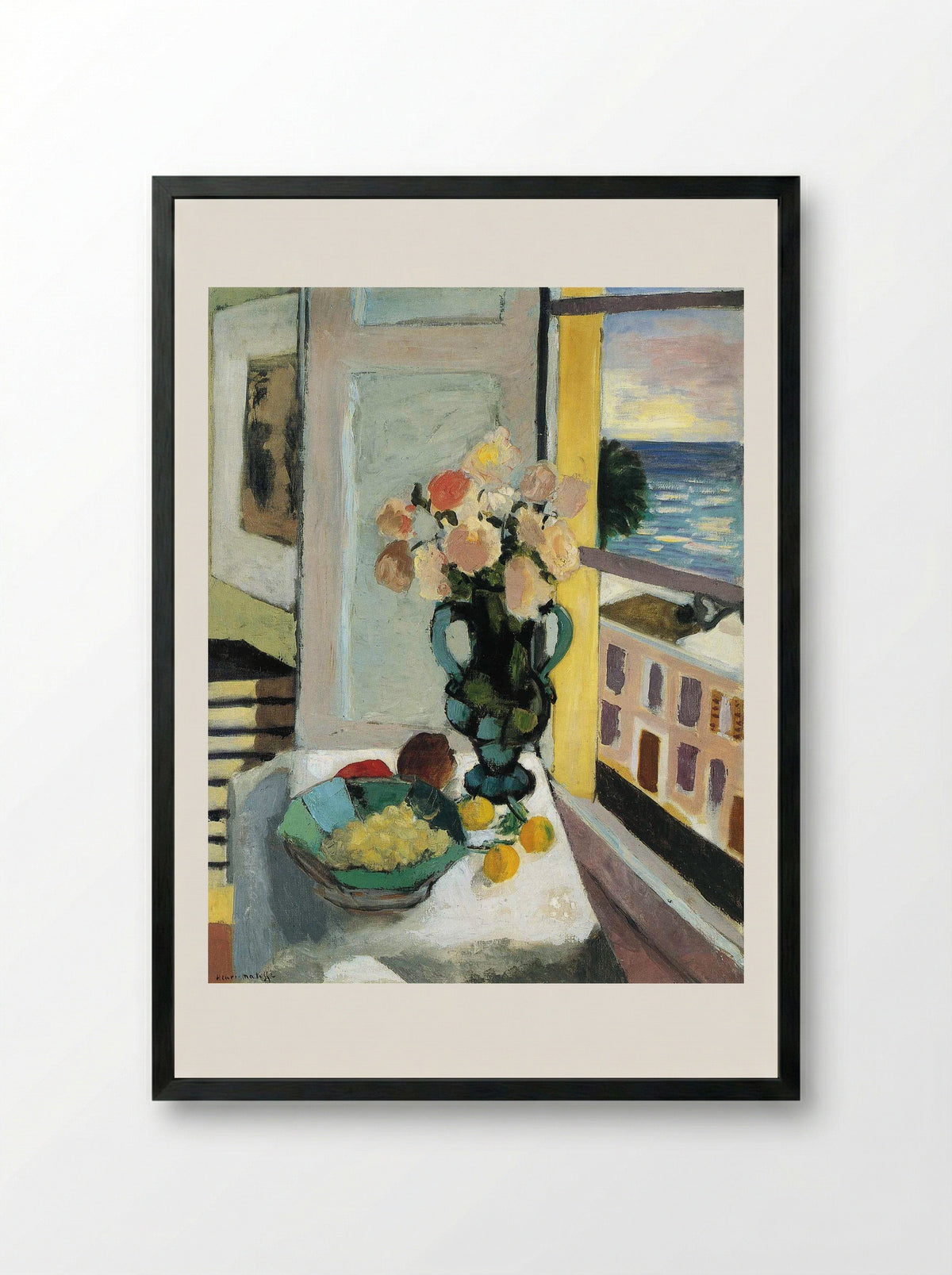 Flowers in front of a Window - Henri Matisse - Framed Print Black