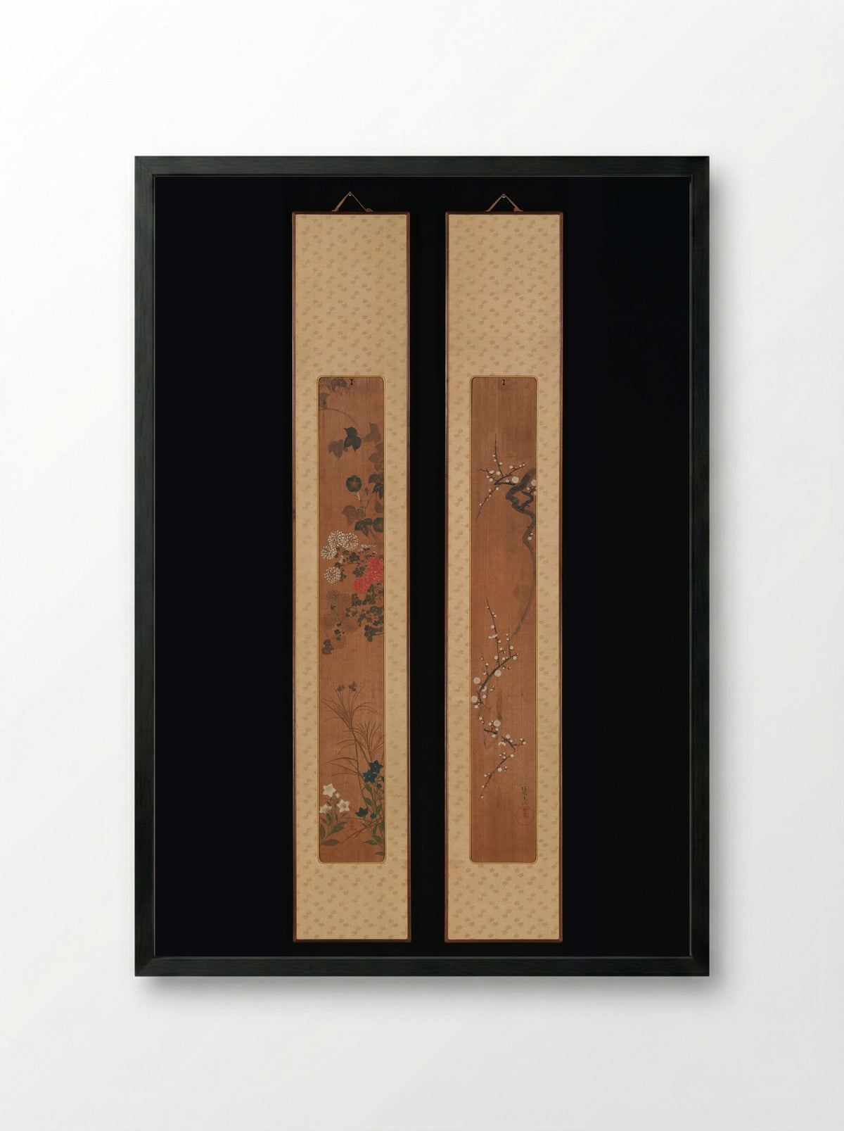 Flowers of Spring and Autumn - Ogata Kōrin - Framed Print Black