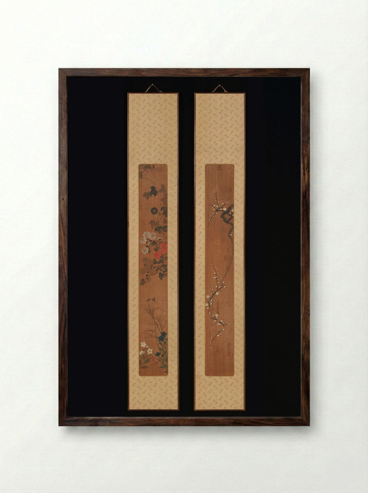 Flowers of Spring and Autumn - Ogata Kōrin - Framed Print Dark Wood