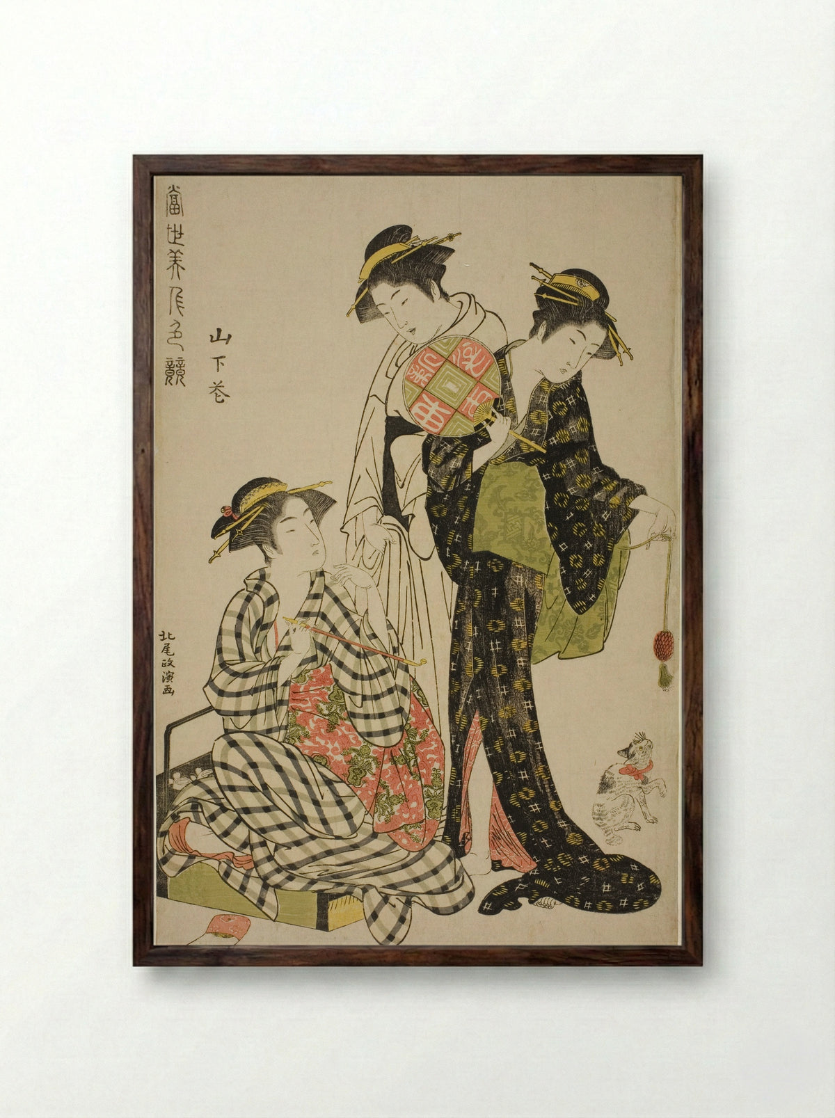 Flowers of Yamashita - Kitao Masanobu - Framed Print Dark Wood