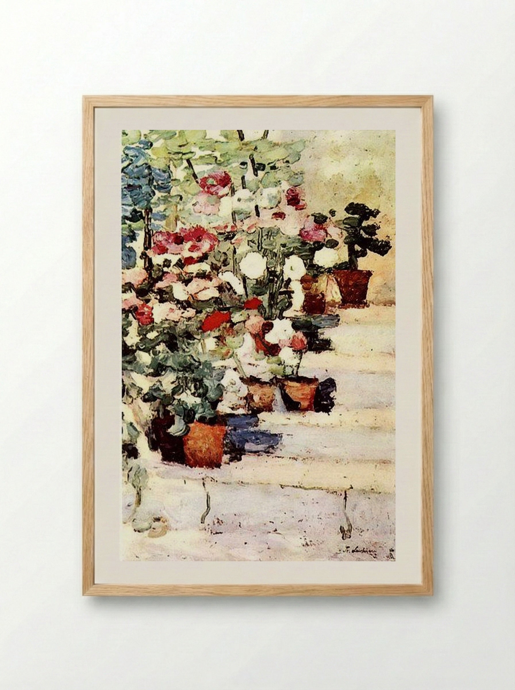 Flowers on the Stairs - Stefan Luchian - Framed Print Wood