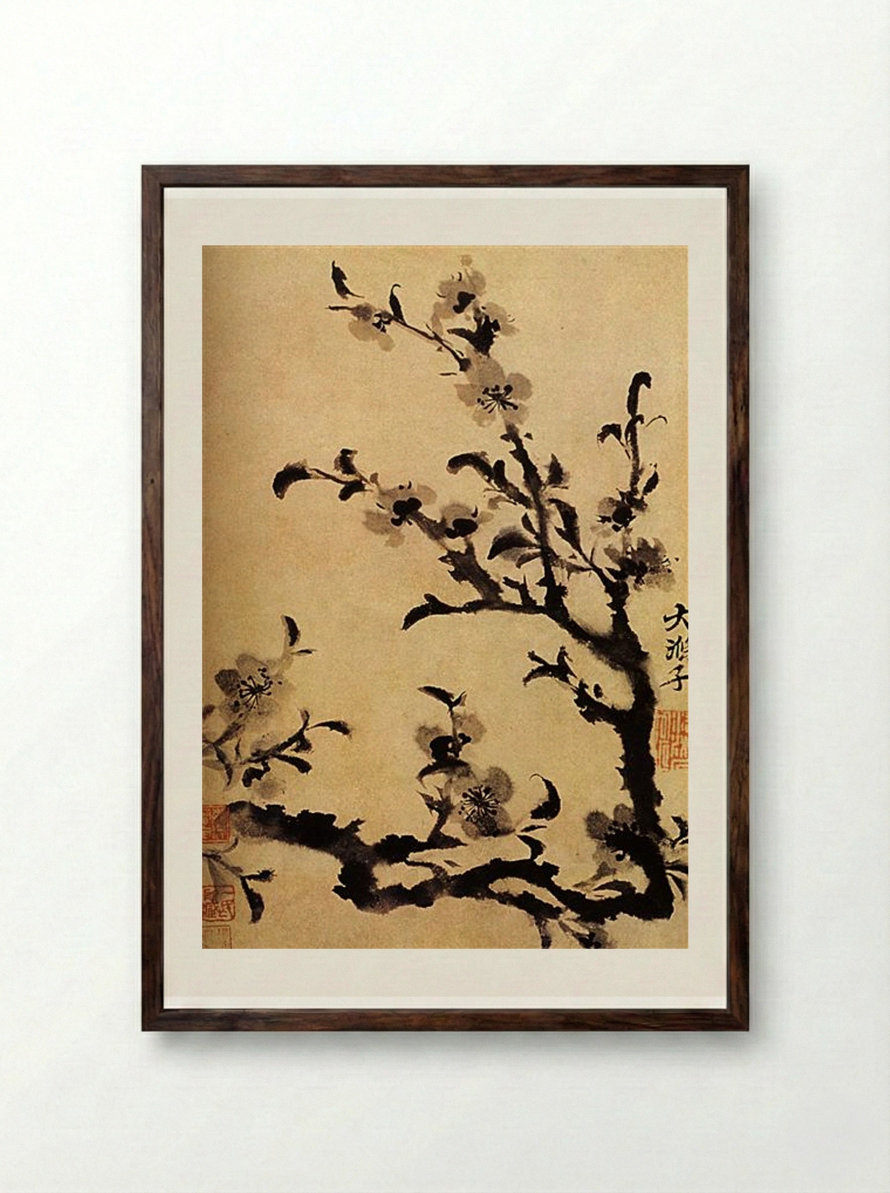 Flowery Branch - Shitao - Framed Print Dark Wood