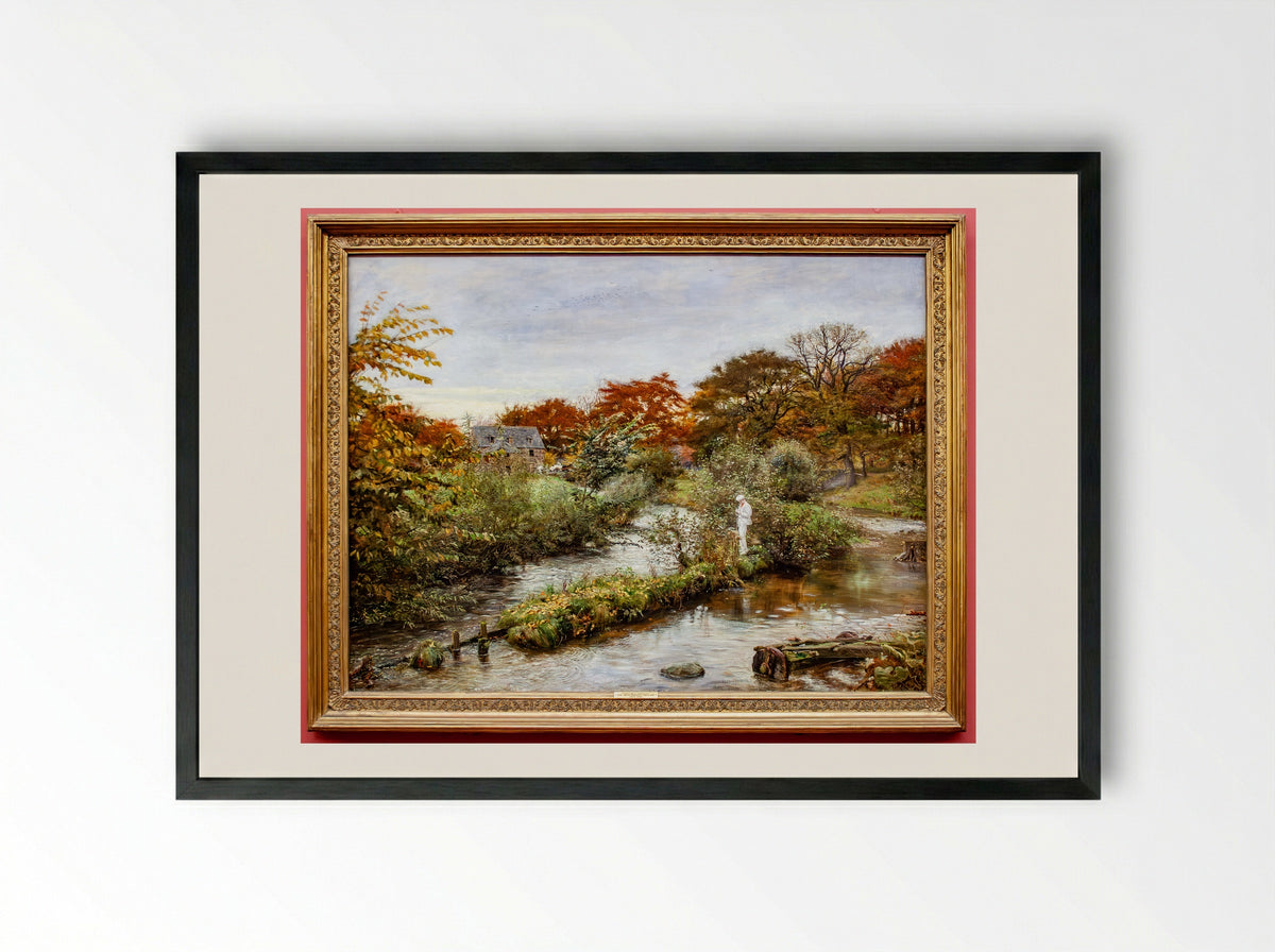 Flowing to the River - John Everett Millais - Framed Print Black