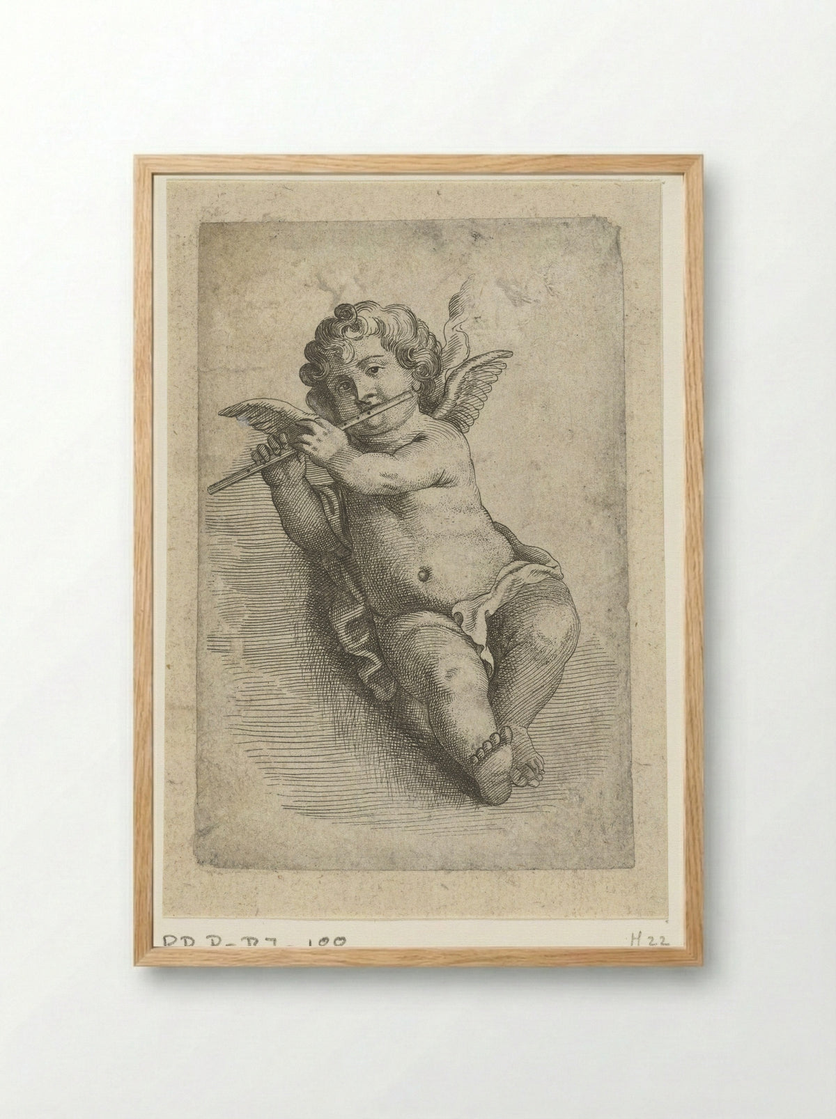 Fluit spelend engeltje - Pieter van Avont - Framed Print Wood