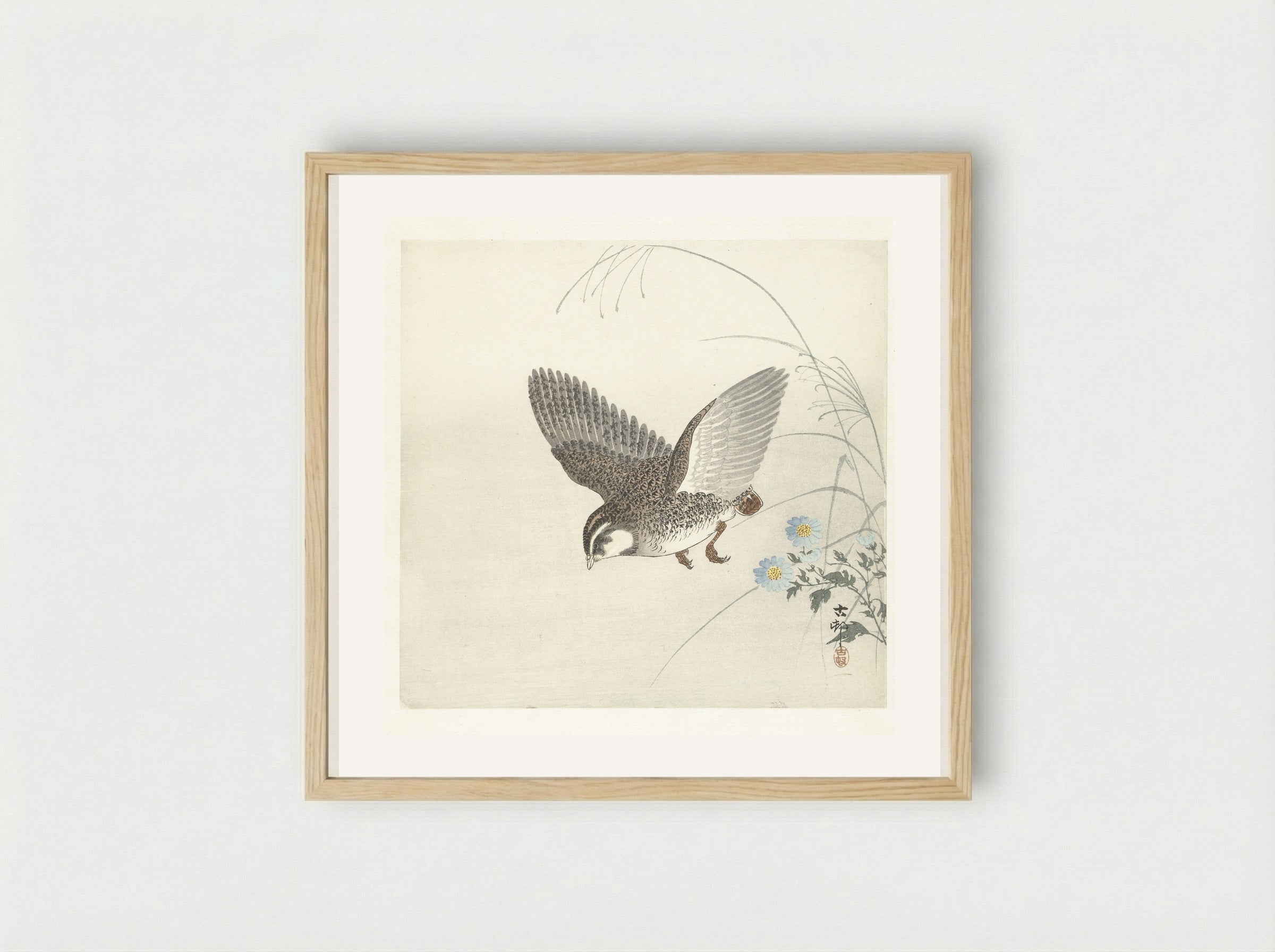 Flying Quail - Matsuki Heikichi - Framed Print Wood