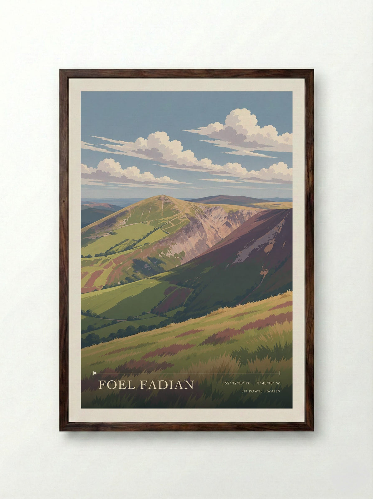 Foel Fadian, Sir Powys | Travel Poster - Framed Print Dark Wood