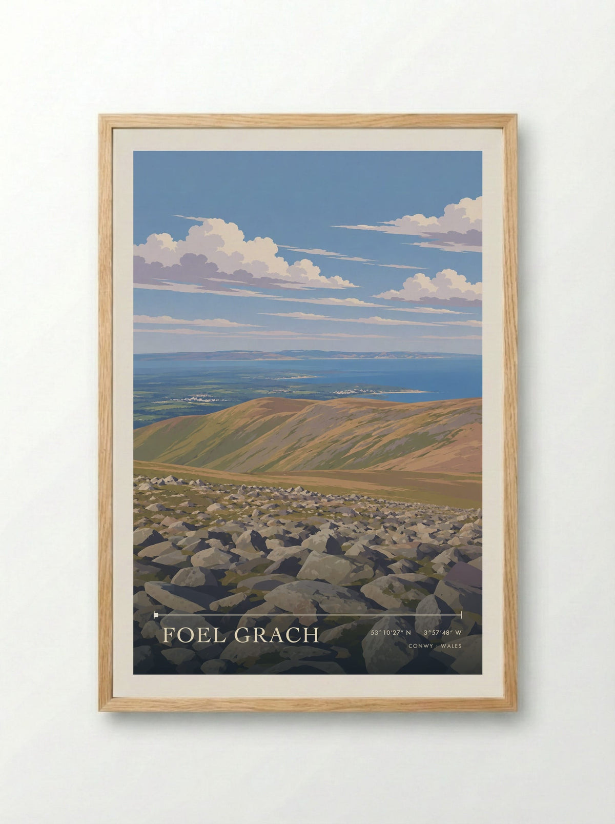 Foel Grach, Conwy | Travel Poster - Framed Print Wood