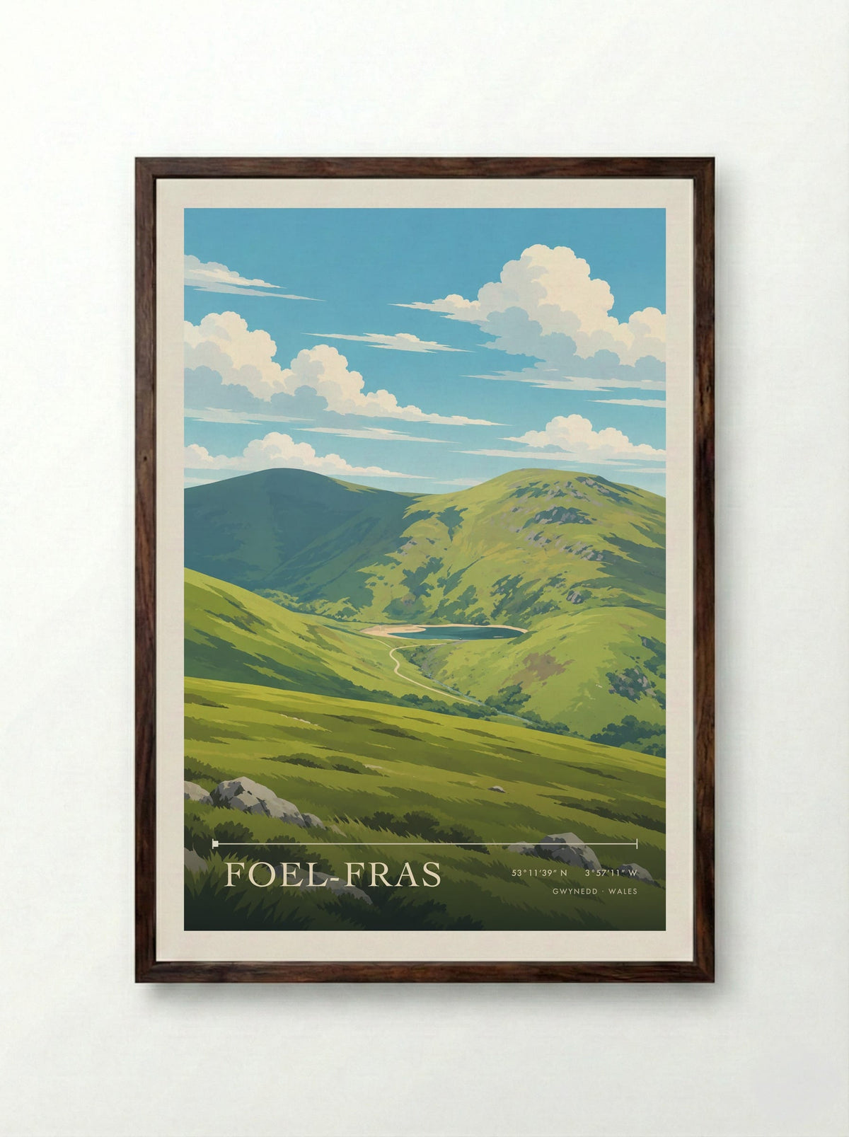Foel-fras, Gwynedd | Travel Poster - Framed Print Dark Wood