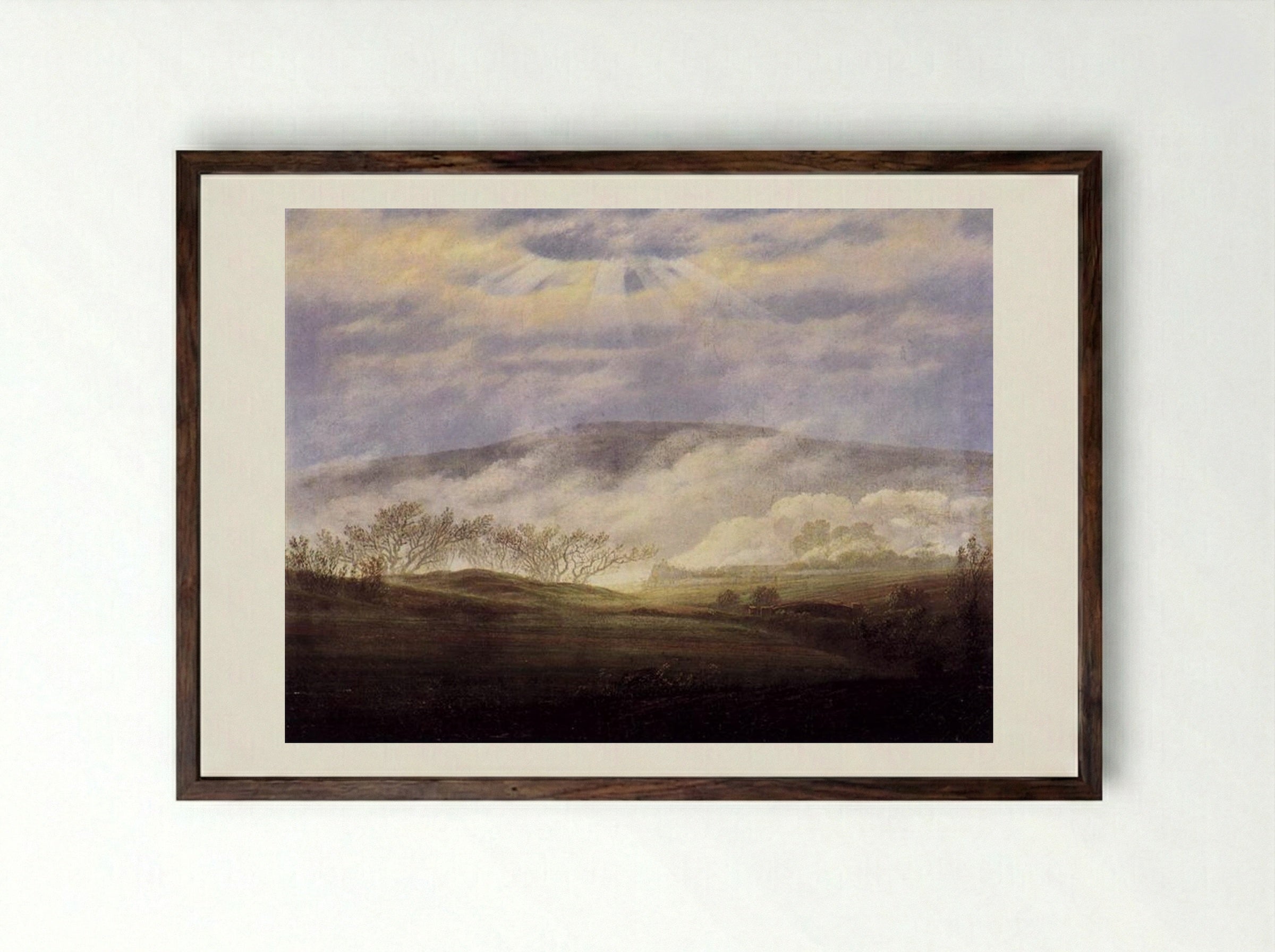 Fog in the Elbe Valley - Caspar David Friedrich - Framed Print Dark Wood