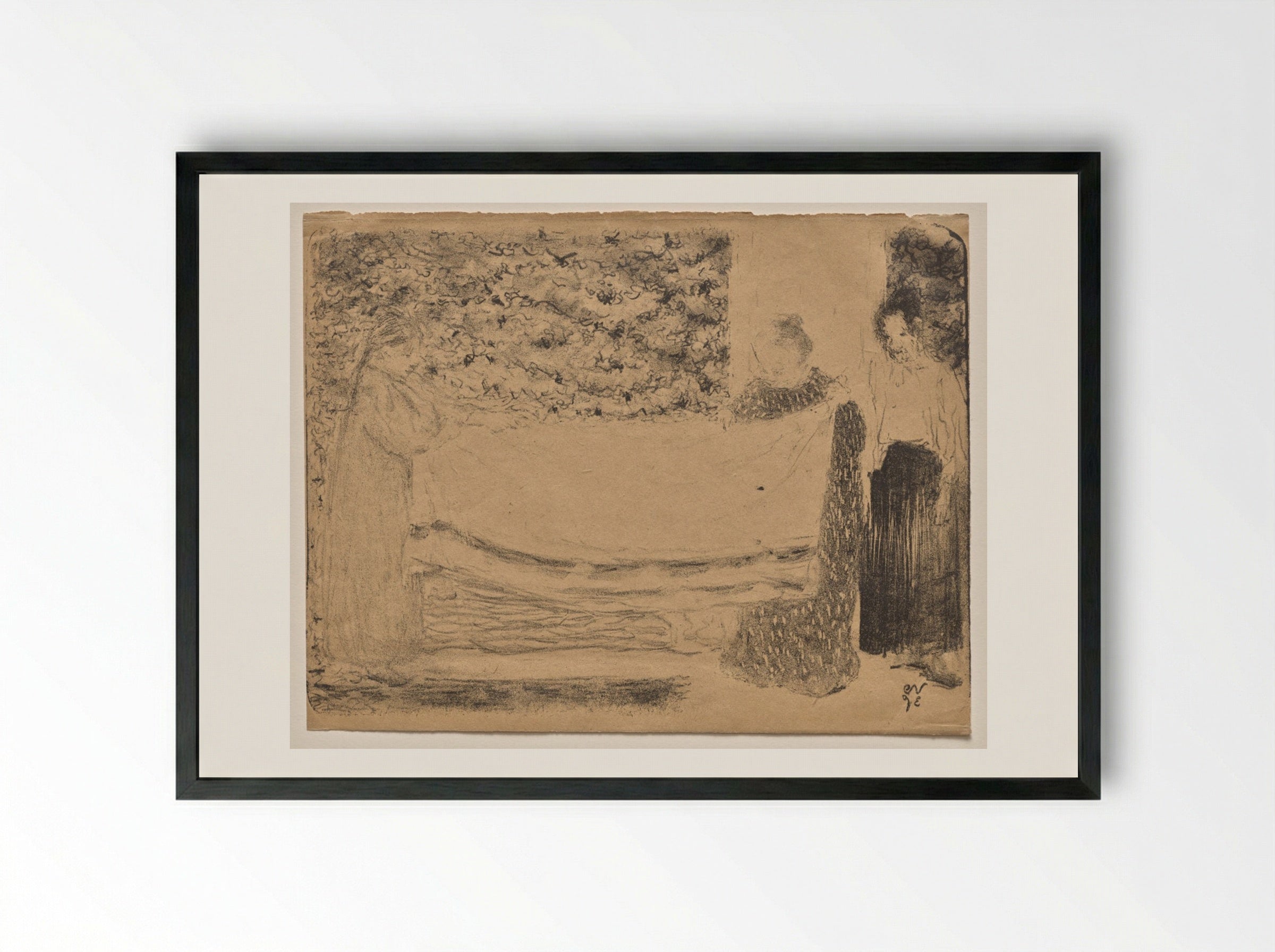 Folding the Linen - Édouard Vuillard - Framed Print Black