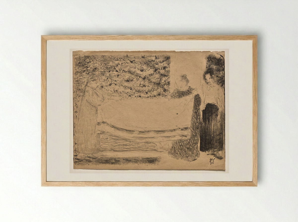 Folding the Linen - Édouard Vuillard - Framed Print Wood