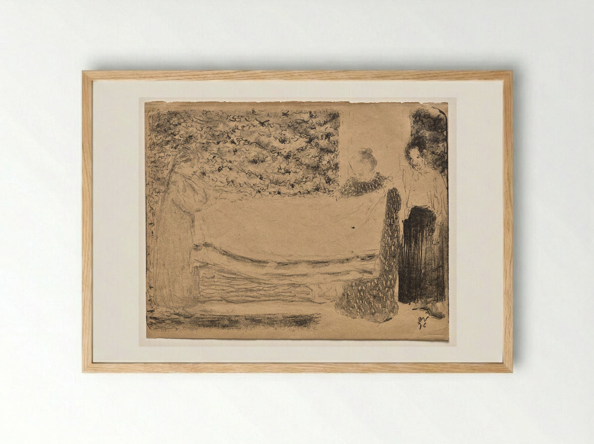 Folding the Linen - Édouard Vuillard - Framed Print Wood